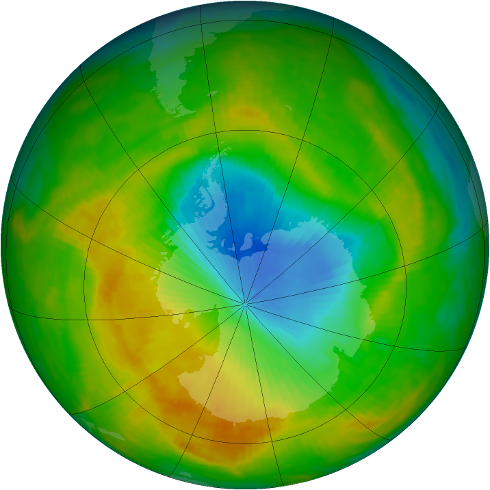 Antarctic ozone map for 16 November 1984